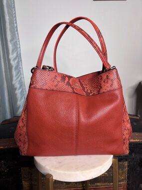 Coach Lexy Python Embossed Burnt Orange Pebbled Leather Purse